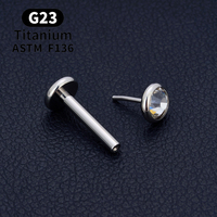 도매 10PCS ASTM F136 티타늄 Labret 코 스터드 귀 트라거스 연골 나선 소라 16G CZ 푸시 핀 바디 피어싱 쥬얼리