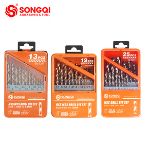Songqi Hot Bán 13/19/25 Pcs HSS Thẳng Shank Titan Tráng Xoắn Khoan <span class=keywords><strong>Bit</strong></span> Công Cụ Thiết Lập Trong Hộp Kim Loại - Product Image 5