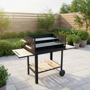 Parrilla de Carbón para Exteriores Trolley Square, Parrilla de Acero con Ruedas para Patio, Jardín, Camping y Picnic - Product Image 2