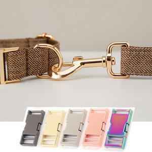 Luxus Metall Schnalle Halsband Leine Set Tweed Stoff Fischgräten muster Hunde halsbänder mit Fliege Hersteller - Product Image 5
