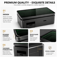Table de bar moderne à LED avec miroir infini, éclairée, avec rangement, en acier inoxydable, pour discothèque