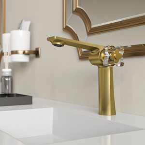Robinet de lavabo de salle de bain ROVON Griferia, Robinet mélangeur moderne en or rose brossé pour salle de bain - Product Image 5