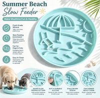 Bol pour chien MoMoPaw Beach Summer, design moderne, bol à alimentation lente, compatible lave-vaisselle et micro-ondes, bol puzzle en silicone