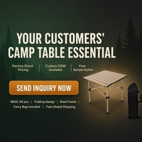 Table de camping pliable portable en acier, couleur champagne et noir, pour pique-nique en extérieur, vente en gros, OEM, marque privée, directement de l'usine