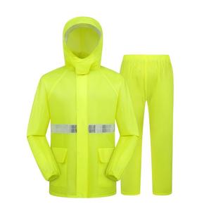 2-Piece Adult Reflective Waterproof Rain Suit <strong>Rubber</strong> PVC Knitted Hooded <strong>Raincoat</strong> With Face Visor <strong>for</strong> Outdoor Work Scooter Travel - Product Image 4