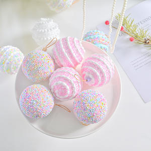 Creative <b>Macaron</b> Color Foam Christmas Ball Set New Year Atmosphere Decorations Cross-Border Pendant Custom for Home Crafts <b>Box</b> - Product Image 1