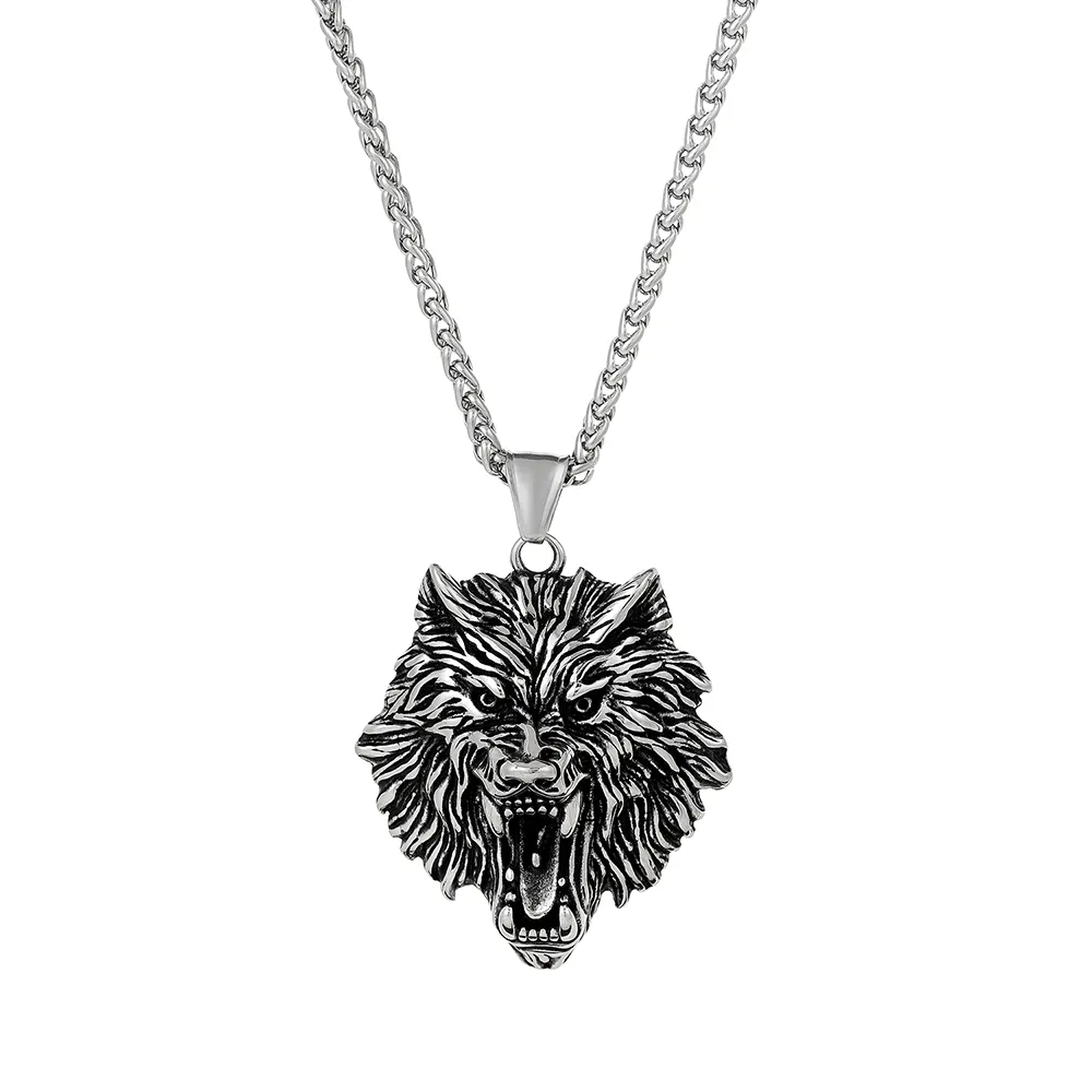 Domineering Animal Medallion Norse Viking Wolf Head Pendant Men's Game Witcher Necklace & Pendants