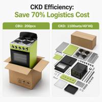 Four électrique autoportant CKD 50x50 avec cuisinière 4 brûleurs – Économisez 70 % sur les frais de transport pour les achats en gros