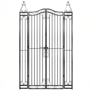 Puerta de jardín de hierro forjado negro de 7 pies de altura, estilo clásico, valla ornamental para uso en exteriores - Product Image 1
