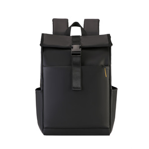 Laptop <b>Backpack</b> 15.6-Inch Large Capacity <b>Roll</b>-Top Flap Business Travel Unisex Shoulder Straps Solid Color Fall 2024 - Product Image 5