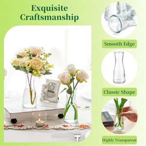 Vases à fleurs modernes en verre transparent, petits vases décoratifs pour centre de table de mariage, décoration de table pour la maison et le bureau, mini-vases mignons pour fleurs - Product Image 5