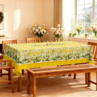 Nappe à carreaux jaunes motif marguerites blanches, résistante à l'huile, pour cuisine, pique-nique, style campagnard - Prix usine - Offre spéciale