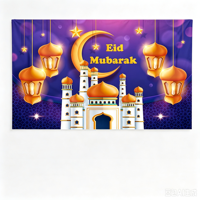 Toile de fond personnalisée pour Ramadan et Aïd Moubarak, tapisserie islamique musulmane Kareem avec lune et étoiles pour la maison