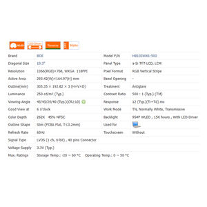 HB133WX1-500 250 cd/<span class=keywords><strong>m</strong></span> 500:1แบรนด์ใหม่ไม่มี16:9สัมผัสแล็ปท็อปจอแอลซีดีโมดูล1920x1080 EDP 30-pin 13.3 "HDR IPS MINI LED WLED - Product Image 5