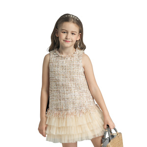 Robes d'été sans manches en coton pour petites filles, style princesse, avec appliques, coupe mini trapèze - Product Image 1