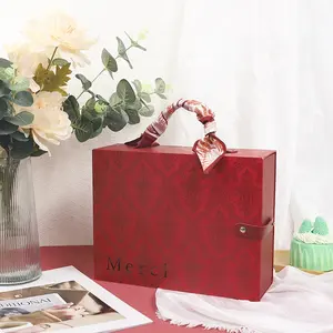 Поставка с завода, прямоугольная Подарочная коробка для хранения, красная подарочная коробка, роскошная упаковка с ручкой