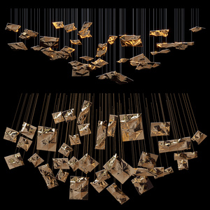 Lustre LED suspendu AMJ, design à paillettes de verre carrées, température de couleur multiple, tension universelle, durée de vie de <span class=keywords><strong>50</strong></span> 000 heures, hôtel, hall, villa - Product Image 5