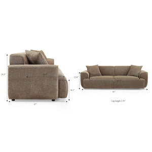 Sofá Futón Reclinable y Cómodo para Sala de Estar, con Estructura de Madera y Tapicería de Tela - Product Image 4