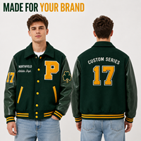Blouson universitaire personnalisé pour homme avec patchwork en chenille, mélange de laine et manches en cuir, coupe-vent, écoresponsable, style streetwear, motif lettres
