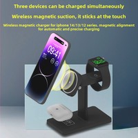 Station de charge sans fil 3 en 1, support réglable, chargeur sans fil magnétique rapide 15W, station d'accueil pour iPhone, iWatch, Air Pods