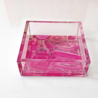 Plateau acrylique rose de salon de nouvelles tendances usine plateau acrylique transparent personnalisé avec base personnalisée