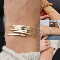 Bracelet en acier inoxydable simple et tendance de style européen et américain, accessoire en or, réglable