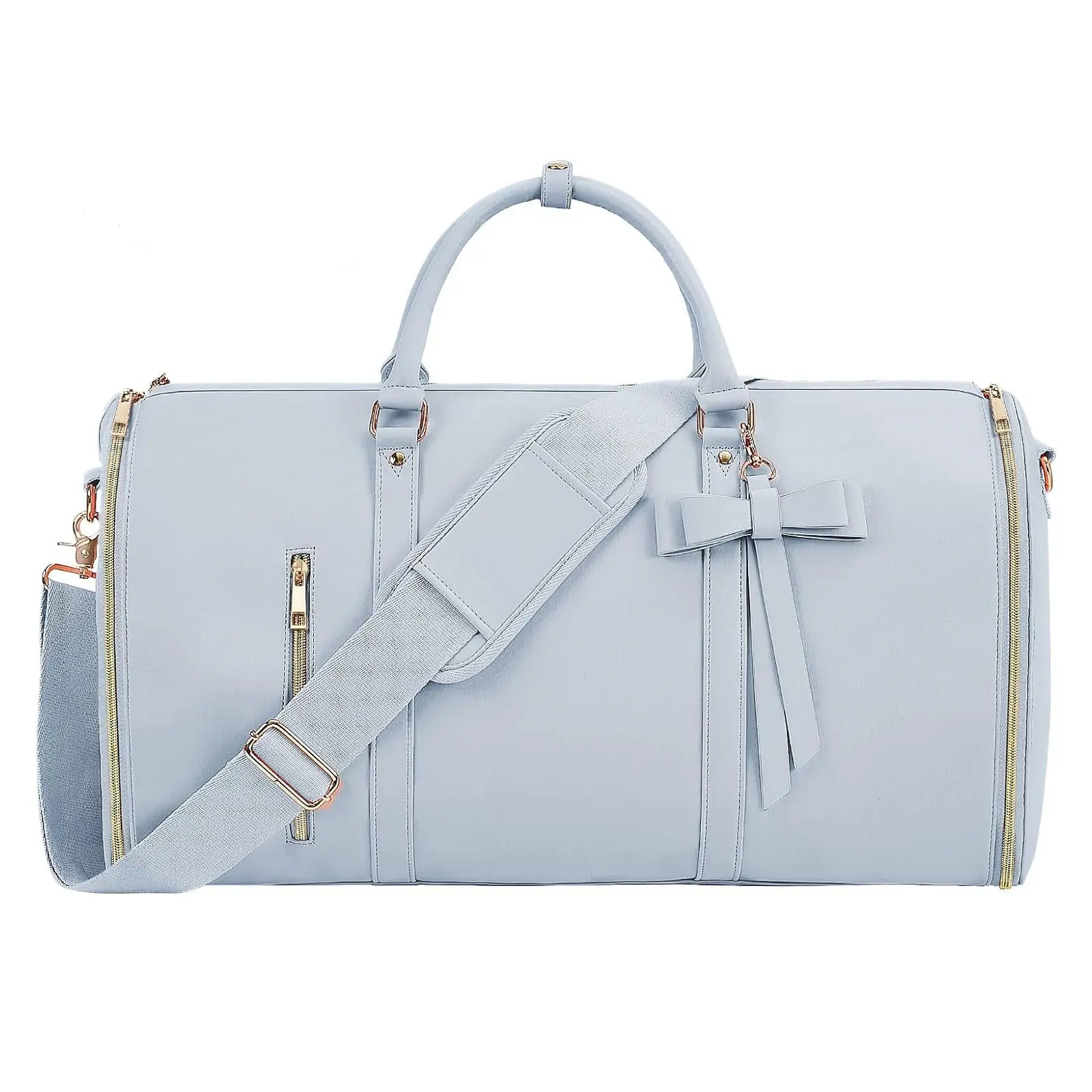 2 in 1 Foldable PU Leather Custom Print Duffle Bag Carry-on Garment Bag Travel Garment Bags for Women Men