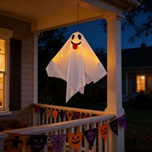 Decoración Colgante LED de Tela con Forma de Fantasma para Halloween, Lámpara de Araña para Fiestas de Terror, Patios y Festivales - Product Image 4
