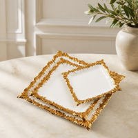 Service de table de luxe à motif floral carré pour mariage et hôtel, vente en gros