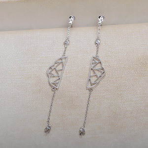 S925 <b>Silver</b> Tassel <b>Earrings</b> with 9-11 Pearl Handmade JG5181 Fashion <b>Dangle</b> Jewelry with Empty Tray for DIY Accessories - Product Image 4