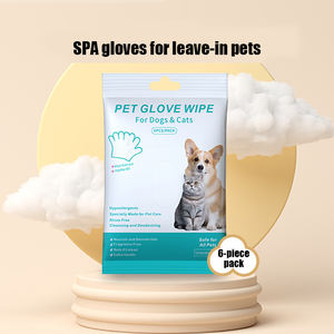Sarung tangan pembersih basah dan kering untuk hewan peliharaan Bath-Free <span class=keywords><strong>Care</strong></span> pewangi lipit tisu kucing dan anjing khusus grosir sampo - Product Image 5
