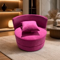 Rosa Samt Runder Akzent-Sessel Gepolsterter Lounge-Sessel für Wohnzimmer Hotel Event-Bestuhlung