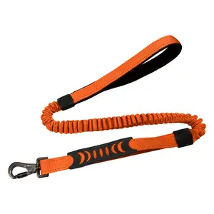 Hot Selling Factory Direct Sale Double Handles Strong Nylon Bungee Dog Leash with Dog Collar