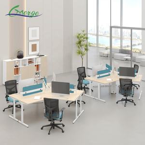 Bureau modulaire moderne pour 3 personnes avec tiroir Construction en métal Poste de travail de taille personnalisable (garantie de 10 ans) - Product Image 1