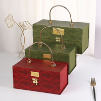 Boîtes cadeaux rigides en carton de luxe pour enfants, miniatures, décoratives, vertes, rouges, oranges, avec poignée en métal, pour chocolat
