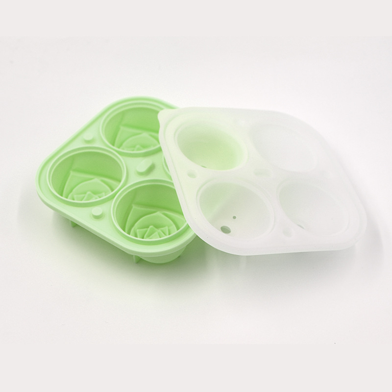 4 cavity green rose shape