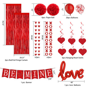 Kit de décoration de fête sur le thème de la Saint-Valentin DAMAI, bannières en forme de cœur, drapeaux, ballons, bouquets de fleurs en papier, décoration de table, aménagement de la scène - Product Image 3