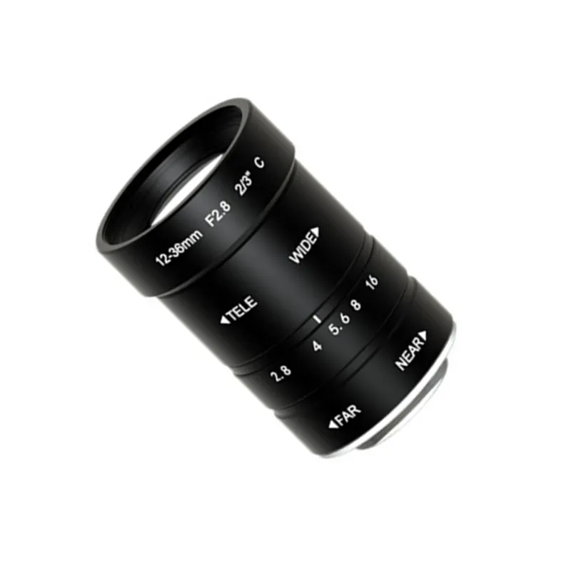 Manual 5MP 12-36mm F2.8 2/3" Zoom Varifocal Machine Vision Industrial Camera Lens for Inspection