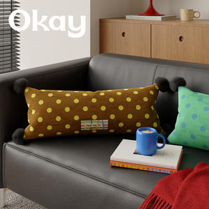 โอเค โพลก้าดอท หมอนรองเอว ทรงสี่เหลี่ยมผืนผ้า ซักได้ ไส้ใยฝ้าย PP สีแดง เหลือง เขียว น้ำตาล หมอนโซฟาห้องนั่งเล่น หมอนในรถ - Product Image 5