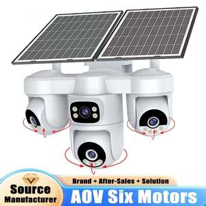 V623FR กล้องพลังงานแสงอาทิตย์4G LTE 12MP HD สี่เลนส์ PTZ 12000mAh แบตเตอรี่พลังงานต่ำ <span class=keywords><strong>True</strong></span> AOV บันทึก24/7กลางแจ้งการ์ด SD 1ปี - Product Image 3