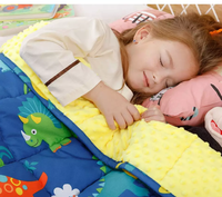 Couverture lestée pour enfants en polaire minky motif dinosaure avec perles – Échantillon disponible