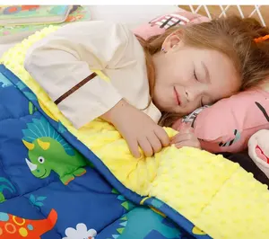 Campione disponibile coperta ponderata Baby Dinosaur Minky Fleece coperta ponderata per bambini con perline coperta ponderata per bambini