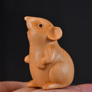 Cipresso zodiacale ratto manipolo eco-friendly intaglio in legno per bambini carino topolino artigianato scatole di legno cartelli da parete - Product Image 6