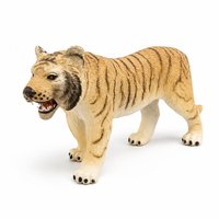 Figurine de tigre réaliste en PVC écologique jaune-noir 13x4.5x6.5cm, jouet éducatif, décoration de bureau, 3 ans et plus, unisexe