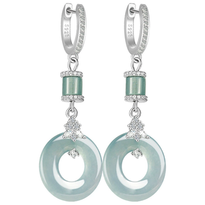 Pendientes de Jade Azul Beryl Natural Genuino de Grado A, Jade de Grado Hielo, Plata S925, Clásicos, Regalo para Bodas y Fiestas, para Mujer - Product Image 4