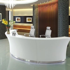 Hotel Modern Design Wood Beauty Salon Counter Front Desk <b>Table</b> <b>White</b> Reception Office Desk - Product Image 3