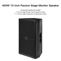 Enceintes de scène passives 450W 15 pouces 2 voies pleine gamme (2 voies bass reflex) Performance Équipement audio professionnel