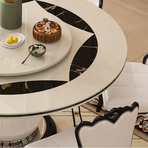 Ensemble de table et de chaises de salle à manger en marbre moderne de luxe léger, mobilier de restaurant minimaliste de haute qualité à la française - Product Image 4