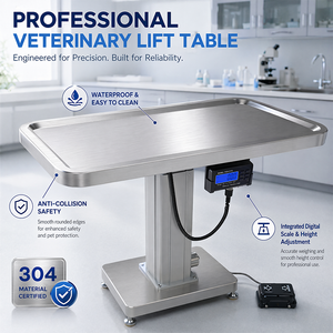 Mesa de Examen Veterinaria Eléctrica Certificada <span class=keywords><strong>para</strong></span> <span class=keywords><strong>Hospital</strong></span> Veterinario, de Acero Inoxidable, Sostenible, con Función de Desinfección - Product Image 1