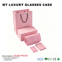 Étui de luxe gris en cuir PU pour lunettes de soleil, personnalisable avec logo, boîte en papier pour lunettes, sac de protection avec poignée, sac à lunettes Manteng